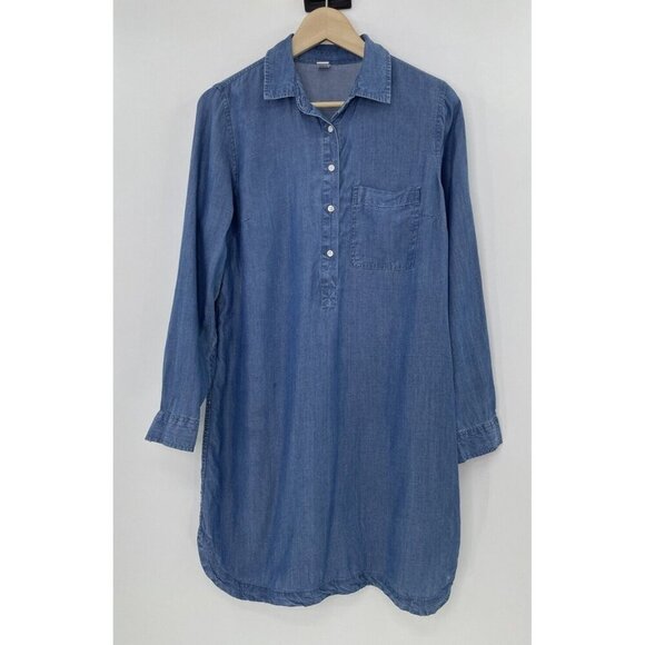 Old Navy 100% Chambray Shirt Button Front Blue Long Sleeve Dress S, Flaw - Picture 1 of 13